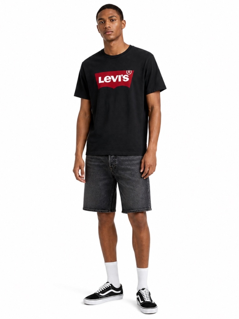 Levi’s Black 100% Cotton Tee w Red & White Logo – Size XL Like New